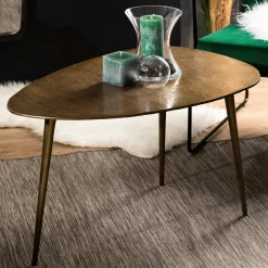 Table basse moderne forme goutte dorée ZALA