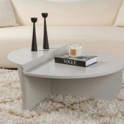 Table basse moderne grise effet laqué - 2 hauteurs MARFA