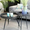Table basse métal noir motifs ajourés grand modèle