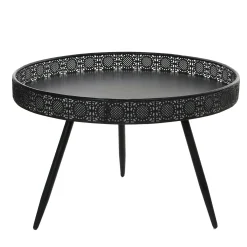 Table basse métal noir motifs ajourés grand modèle