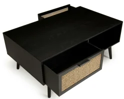 Table basse noire avec cannage PALMA 2