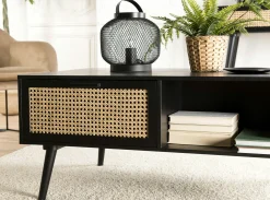 Table basse noire avec cannage PALMA 2
