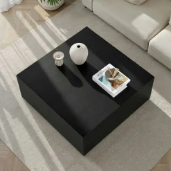 Table basse noire carrée roulettes invisibles MARFA