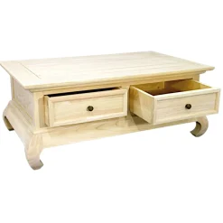 Table basse Opium Hévéa 2 tiroirs 100x60x40cm MAORI