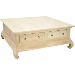 Table basse Opium 4 tiroirs hévéa 100x100cm MAORI