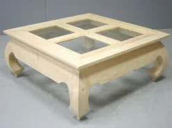 Table basse Opium vitrée Hévéa 4x4 carreaux 80x80x35cm MAORI