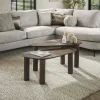 Table basse organique en bois de teck forme galet (lot de 2) YOGY