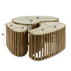 Table basse organique en bois et céramique (lot de 3) ASCOLI