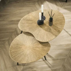 Table basse organique, feuille de ginkgo stylisée (lot de 2) RALF