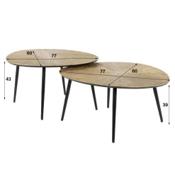 Table basse organique, motif soleil (lot de 2) RALF