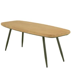 Table basse organique pin et métal vert 120 cm BAGAN