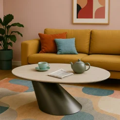 Table basse ovale design en céramique blanche GIULIA