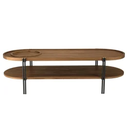 Table basse ovale double plateau en teck recyclé 160 cm SWING