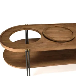 Table basse ovale double plateau en teck recyclé 160 cm SWING