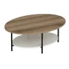 Table basse ovale double plateau effet bois et blanc JENA