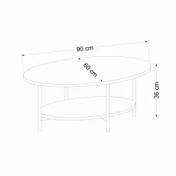 Table basse ovale double plateau effet travertin JENA