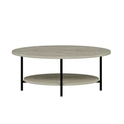 Table basse ovale double plateau effet travertin JENA
