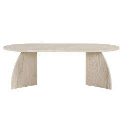 Table basse ovale effet travertin pieds courbes MARFA