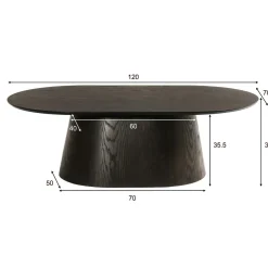 Table basse ovale en chêne brun LOREN