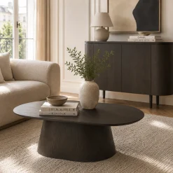 Table basse ovale en chêne brun LOREN
