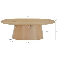 Table basse ovale en chêne clair LOREN