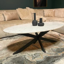 Table basse ovale en marbre blanc DUOMO