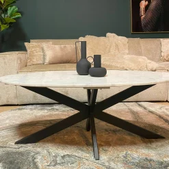 Table basse ovale en marbre blanc DUOMO