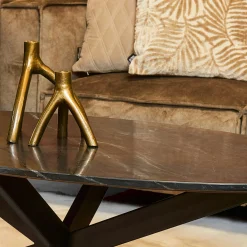 Table basse ovale en marbre noir DUOMO