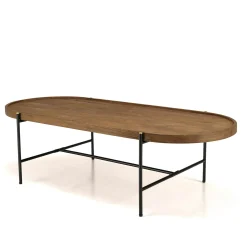 Table basse ovale en teck et métal 140 cm SWING