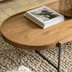 Table basse ovale en teck et métal 140 cm SWING