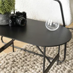 Table basse ovale noire bois et métal CORUMBA