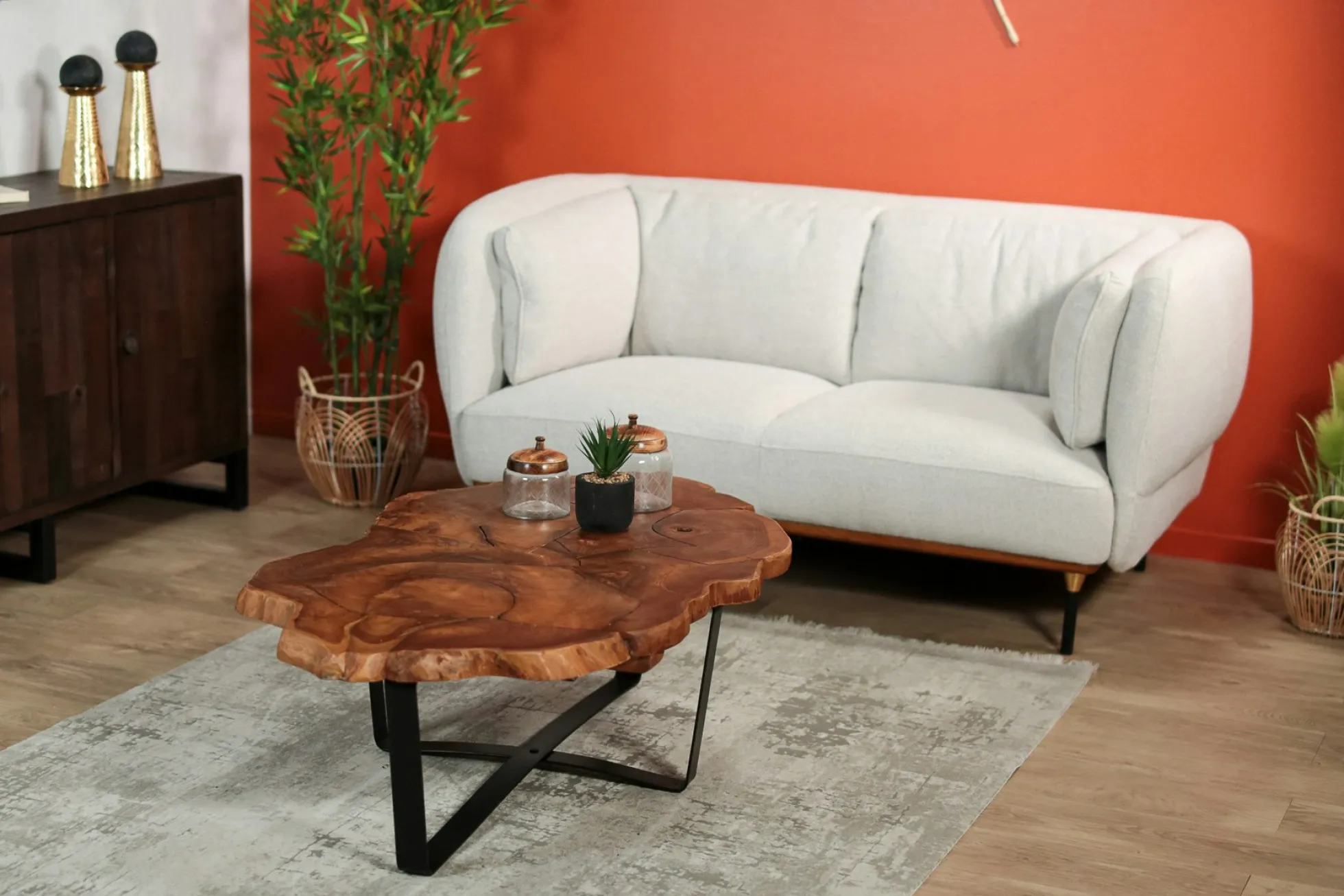 Table basse ovale teck massif recyclé BALTIMORE