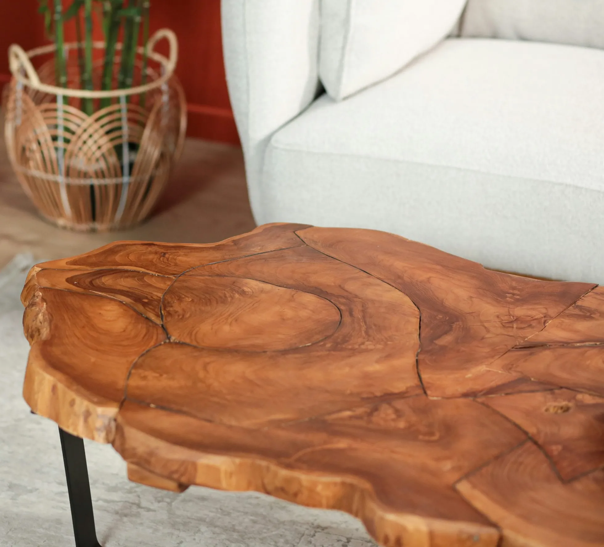 Table basse ovale teck massif recyclé BALTIMORE