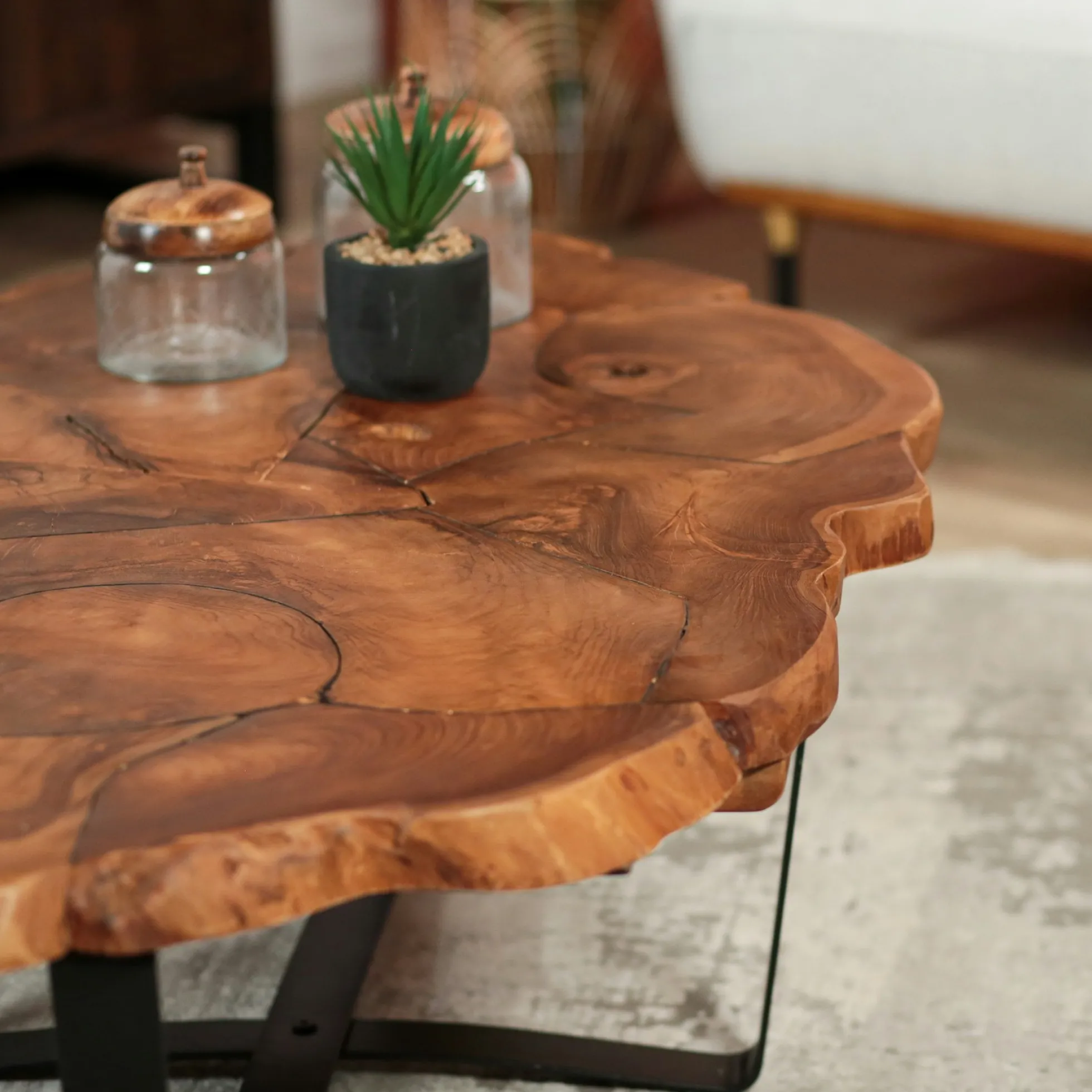 Table basse ovale teck massif recyclé BALTIMORE