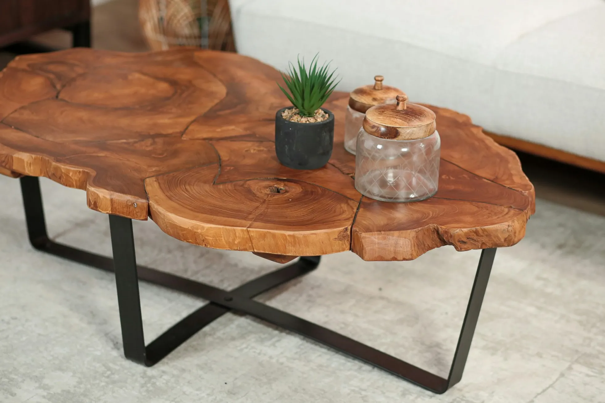 Table basse ovale teck massif recyclé BALTIMORE