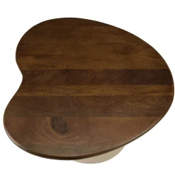 Table basse ovoïde plateau en manguier pied ivoire TOSCA