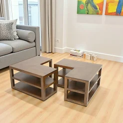 Table basse 2 parties hévéa 105x70cm HELENA