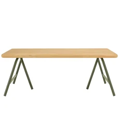 Table basse pieds tréteaux métal vert et pin BAGAN