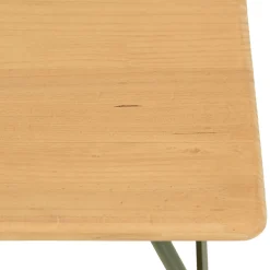 Table basse pieds tréteaux métal vert et pin BAGAN
