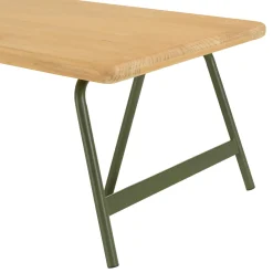 Table basse pieds tréteaux métal vert et pin BAGAN