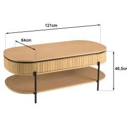 Table basse pin 2 plateaux bords arrondis ALMEIRA