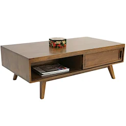 Table basse 2 portes coulissantes hévéa 120 cm SIXTIES