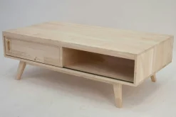 Table basse 2 portes coulissantes hévéa 120 cm SIXTIES