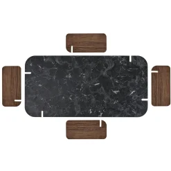 Table basse rectangulaire décor marbré noir et noyer MARFA