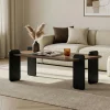 Table basse rectangulaire décor noyer et bois noir MARFA
