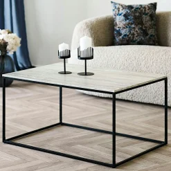 Table basse rectangulaire effet travertin VARDE