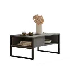 Table basse rectangulaire grise avec niches rangement JENA