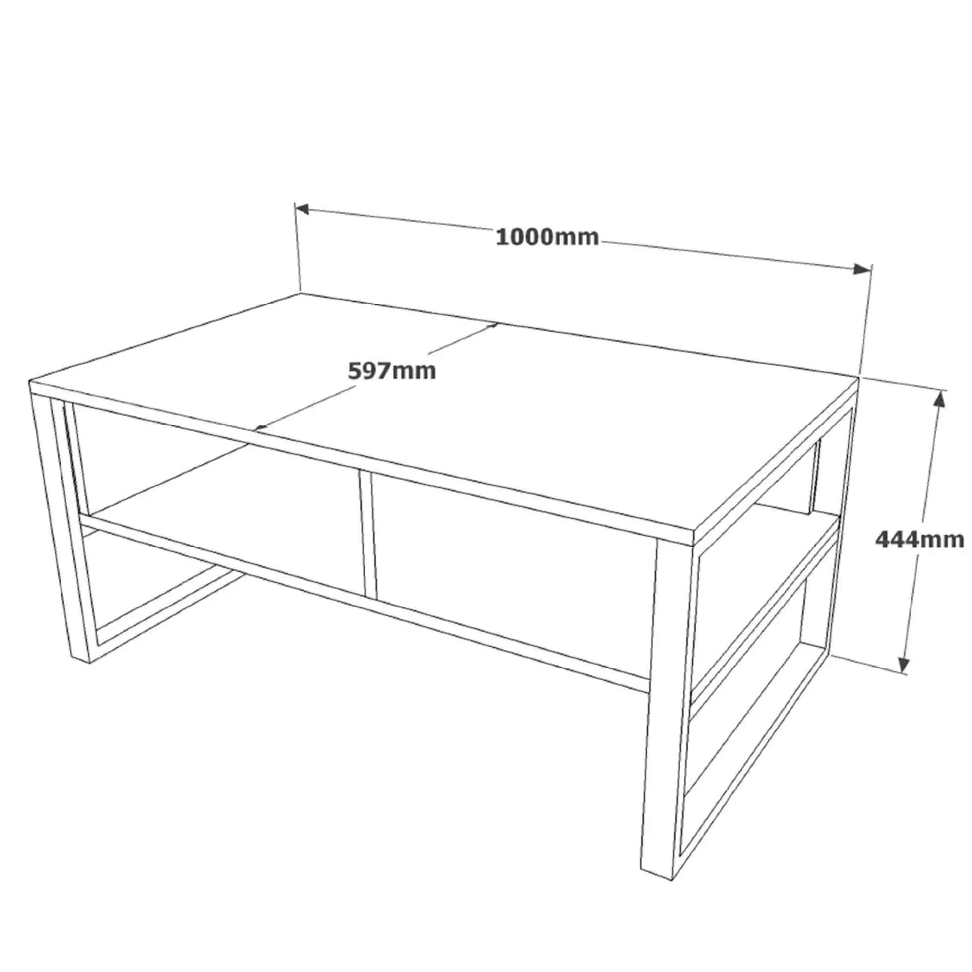 Table basse rectangulaire grise avec niches rangement JENA