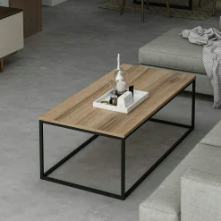 Table basse rectangulaire minimaliste effet noyer JENA
