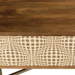 Table basse rectangulaire plateau bois semi ouvert pieds dorés KANHA
